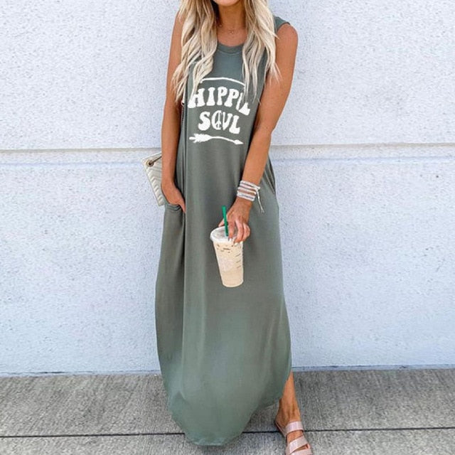 Loose Straps Summer Dress, Maxi Dress